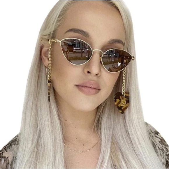 NWT Gucci GG0977S-002 Gold Cat Eye 57mm Sunglasses main image 7
